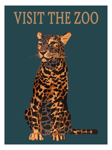 Leopard Zoo White Modern Wood Framed Art Print with Double Matting by Vintage Travel Posters