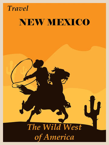 New Mexico Travel Poster Black Modern Wood Framed Art Print by Vintage Travel Posters