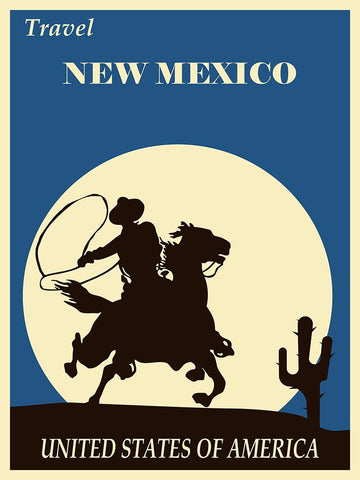 New Mexico Travel Poster Black Modern Wood Framed Art Print by Vintage Travel Posters