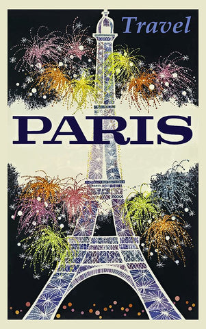 Paris France Travel Poster Black Modern Wood Framed Art Print by Vintage Travel Posters