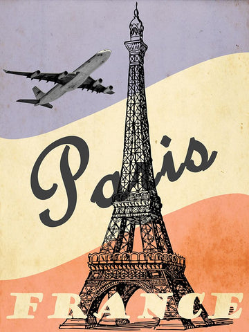 Paris Vintage Travel Print Black Modern Wood Framed Art Print by Vintage Travel Posters