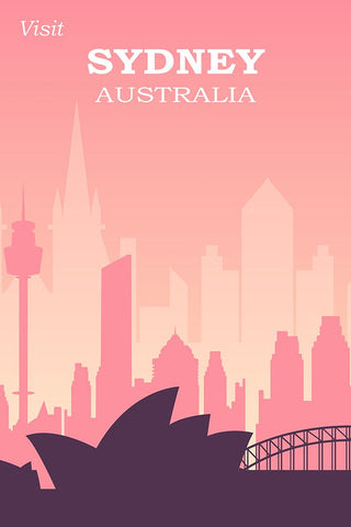 Sydney Travel Poster Black Modern Wood Framed Art Print by Vintage Travel Posters