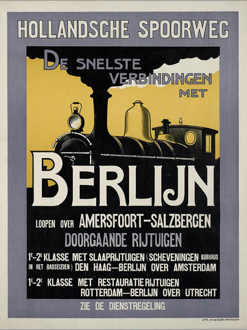 Train Travel Vintage Poster Black Modern Wood Framed Art Print by Vintage Travel Posters