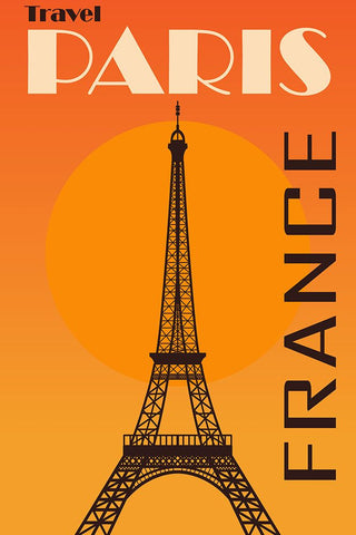 Travel Paris France Poster Black Modern Wood Framed Art Print by Vintage Travel Posters