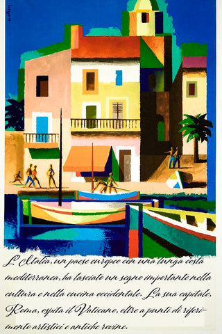 Italy Travel Poster White Modern Wood Framed Art Print with Double Matting by Vintage Travel Posters