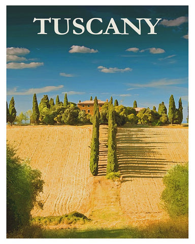 Tuscany Italy Poster Black Modern Wood Framed Art Print by Vintage Travel Posters