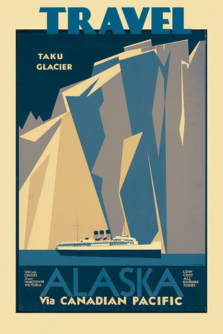 Alaska Vintage Travel Poster Black Modern Wood Framed Art Print by Vintage Travel Posters