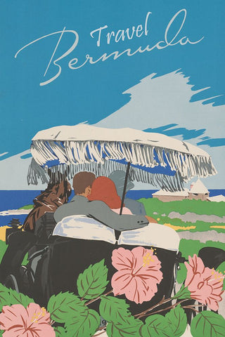 Bermuda Vintage Travel Poster Black Modern Wood Framed Art Print by Vintage Travel Posters