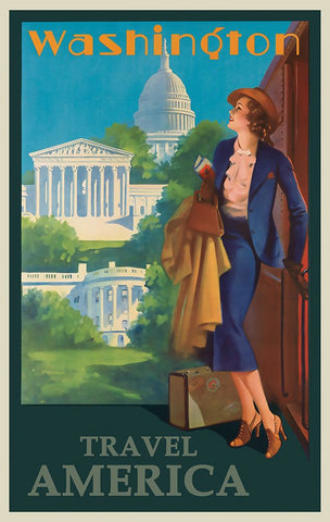 Washington DC Travel Posteer Black Modern Wood Framed Art Print by Vintage Travel Posters