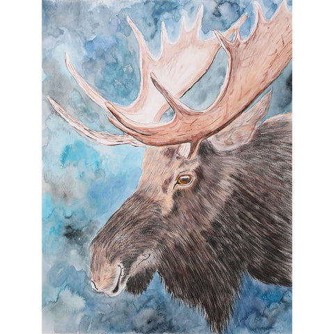 Moose Memories White Modern Wood Framed Art Print by Derr, Wynn