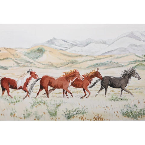 Mustang Medley  White Modern Wood Framed Art Print by Derr, Wynn