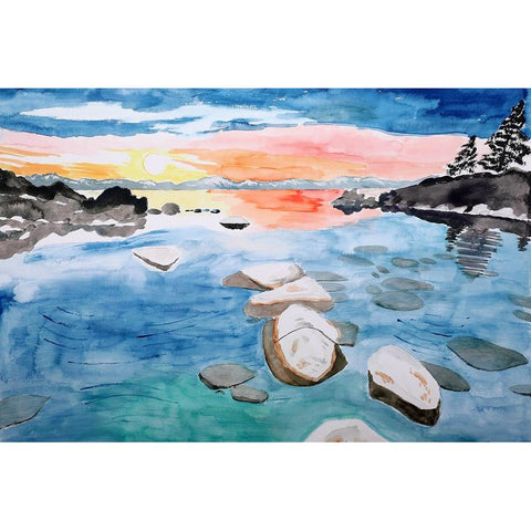 Secret Cove, Lake Tahoe Black Modern Wood Framed Art Print with Double Matting by Derr, Wynn