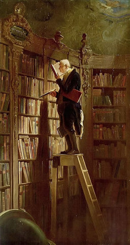 The Bookworm Black Modern Wood Framed Art Print by Spitzweg, Karl