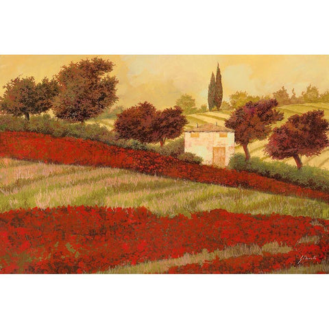 Papaveri Toscana I White Modern Wood Framed Art Print by Borelli, Guido