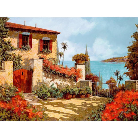 Il Giardino Rosso White Modern Wood Framed Art Print by Borelli, Guido