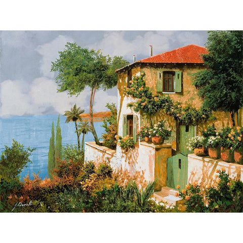 Casa Giallo Verde White Modern Wood Framed Art Print by Borelli, Guido