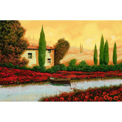 Al Tramonto Sul Fiume Black Modern Wood Framed Art Print with Double Matting by Borelli, Guido