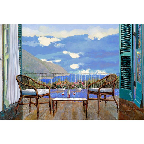 Aperitivo al Tramonto Black Modern Wood Framed Art Print with Double Matting by Borelli, Guido