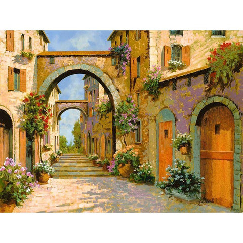 Le Porte Rosse Sulla Strada Gold Ornate Wood Framed Art Print with Double Matting by Borelli, Guido