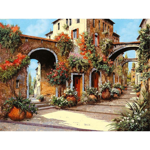 Tre Arcate Gold Ornate Wood Framed Art Print with Double Matting by Borelli, Guido