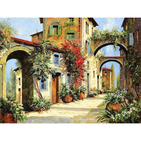 Archi Sulla Via Black Modern Wood Framed Art Print with Double Matting by Borelli, Guido