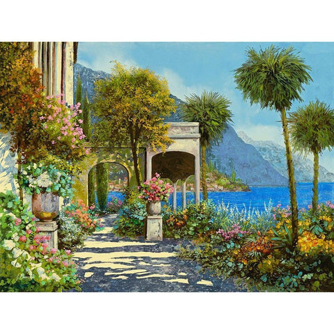 Passeggiata al Lago White Modern Wood Framed Art Print by Borelli, Guido