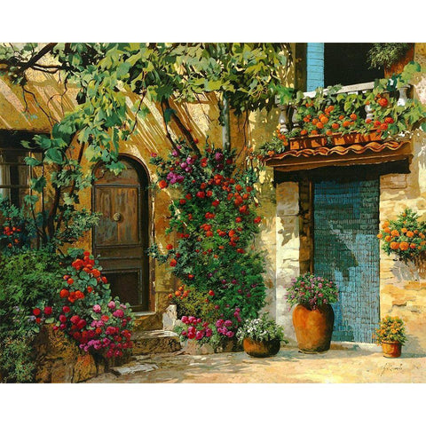 Il Giardino Fiorito Gold Ornate Wood Framed Art Print with Double Matting by Borelli, Guido