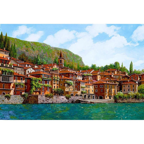 Bellano Sul Lago Di Como White Modern Wood Framed Art Print by Borelli, Guido