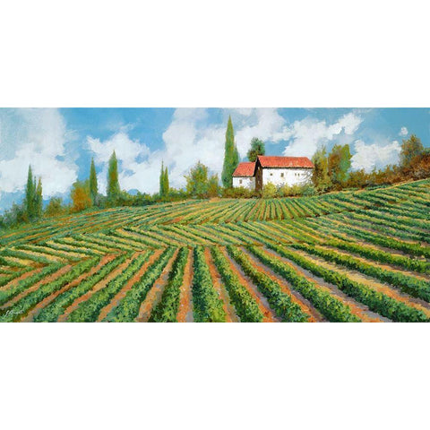 Le Vigne Di Collina White Modern Wood Framed Art Print by Borelli, Guido