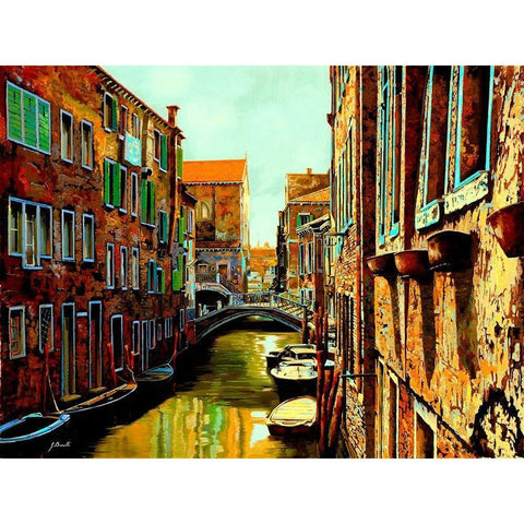 Venezia Al Tramonto Gold Ornate Wood Framed Art Print with Double Matting by Borelli, Guido