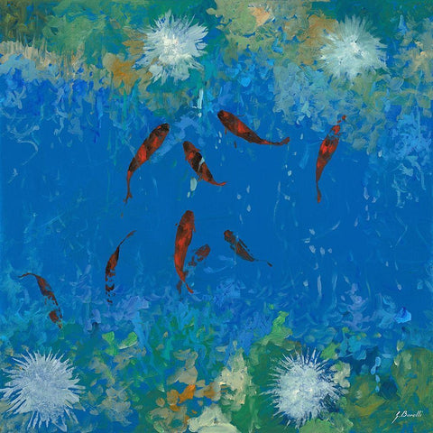 Nove Pesciolini Black Modern Wood Framed Art Print by Borelli, Guido