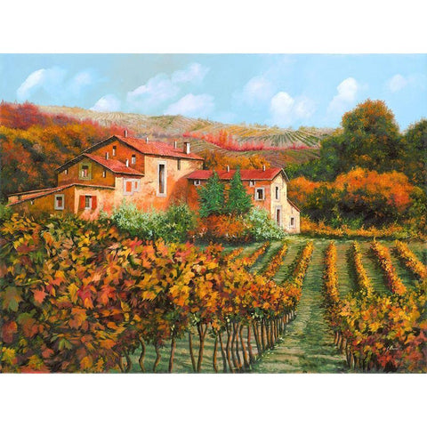 Tra Le Vigne A Montalcino Gold Ornate Wood Framed Art Print with Double Matting by Borelli, Guido