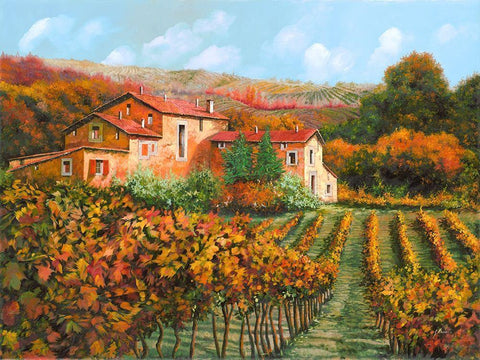 Tra Le Vigne A Montalcino White Modern Wood Framed Art Print with Double Matting by Borelli, Guido