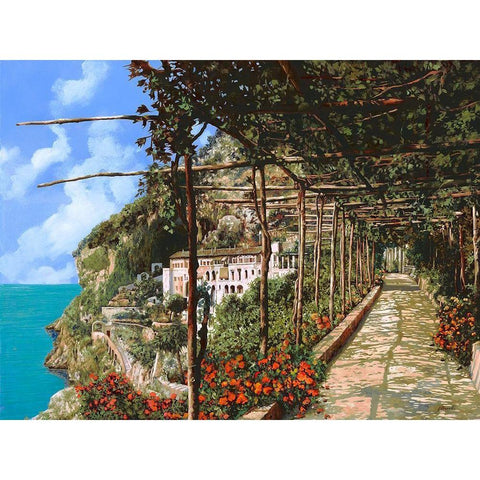 Lalbergio dei Cappucini ad Amalfi Black Modern Wood Framed Art Print with Double Matting by Borelli, Guido