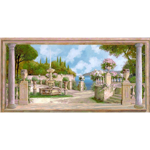 La Fontana eII Gold Ornate Wood Framed Art Print with Double Matting by Borelli, Guido