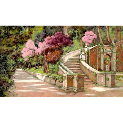 La Scalinata Sul Viale White Modern Wood Framed Art Print by Borelli, Guido