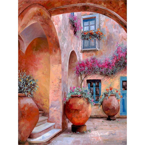 il Cortile DellArco White Modern Wood Framed Art Print by Borelli, Guido