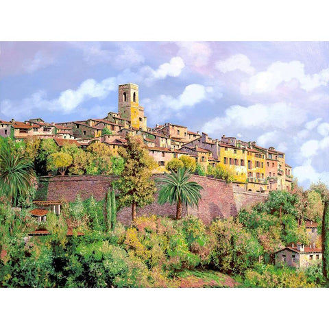 St. Paul de Vence White Modern Wood Framed Art Print by Borelli, Guido