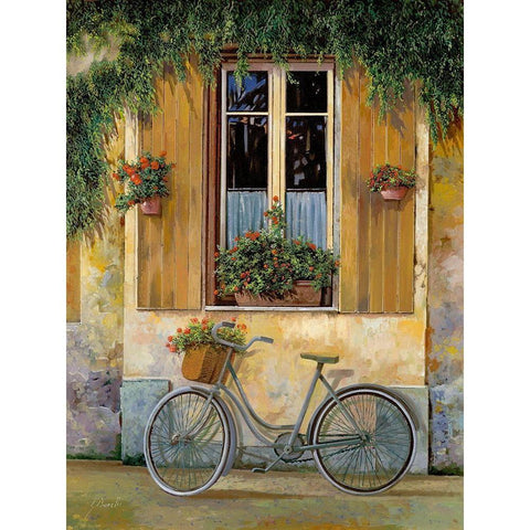 la bici White Modern Wood Framed Art Print by Borelli, Guido