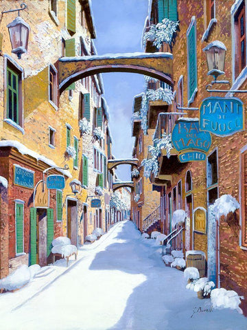 la neve in liguria White Modern Wood Framed Art Print with Double Matting by Borelli, Guido