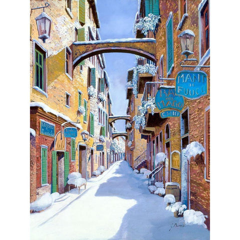 la neve in liguria White Modern Wood Framed Art Print by Borelli, Guido