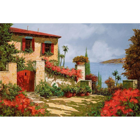 il giardino rosso White Modern Wood Framed Art Print by Borelli, Guido