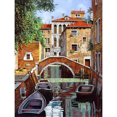 riflessi di venezia Gold Ornate Wood Framed Art Print with Double Matting by Borelli, Guido