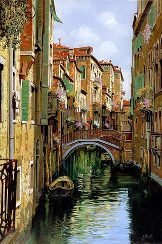 I ponti di venezia White Modern Wood Framed Art Print with Double Matting by Borelli, Guido