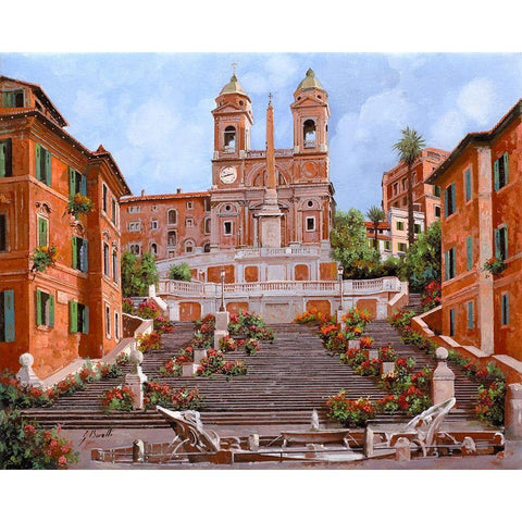 trinita dei monti White Modern Wood Framed Art Print by Borelli, Guido