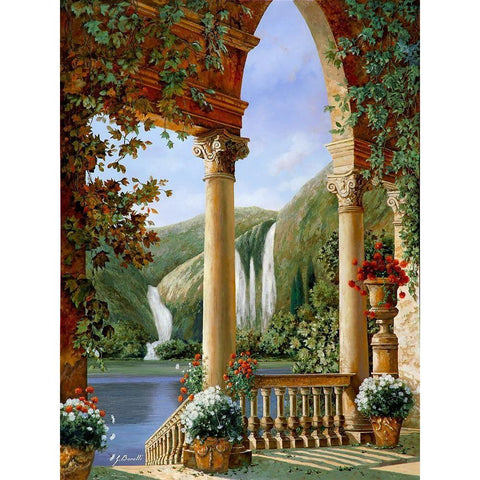 Archi and Cascate Gold Ornate Wood Framed Art Print with Double Matting by Borelli, Guido