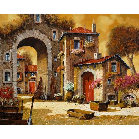 Arco Giallo Gold Ornate Wood Framed Art Print with Double Matting by Borelli, Guido