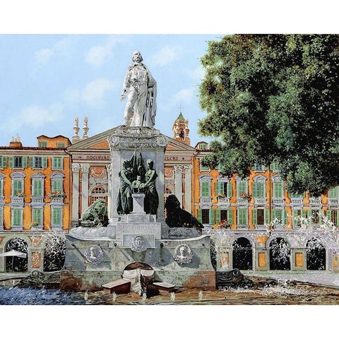 Place Garibaldi in Nice White Modern Wood Framed Art Print by Borelli, Guido