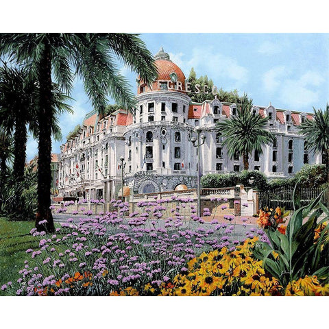 Hotel Negresco Black Modern Wood Framed Art Print with Double Matting by Borelli, Guido