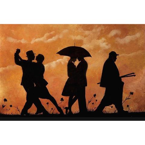 Dancing and Something Else Black Modern Wood Framed Art Print by Borelli, Guido